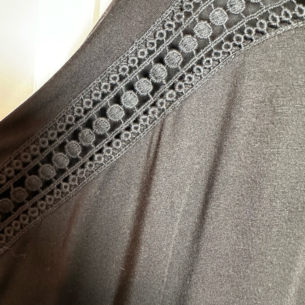 Cable & Gauge Black Crochet Accent Blouse - Picture 5 of 5